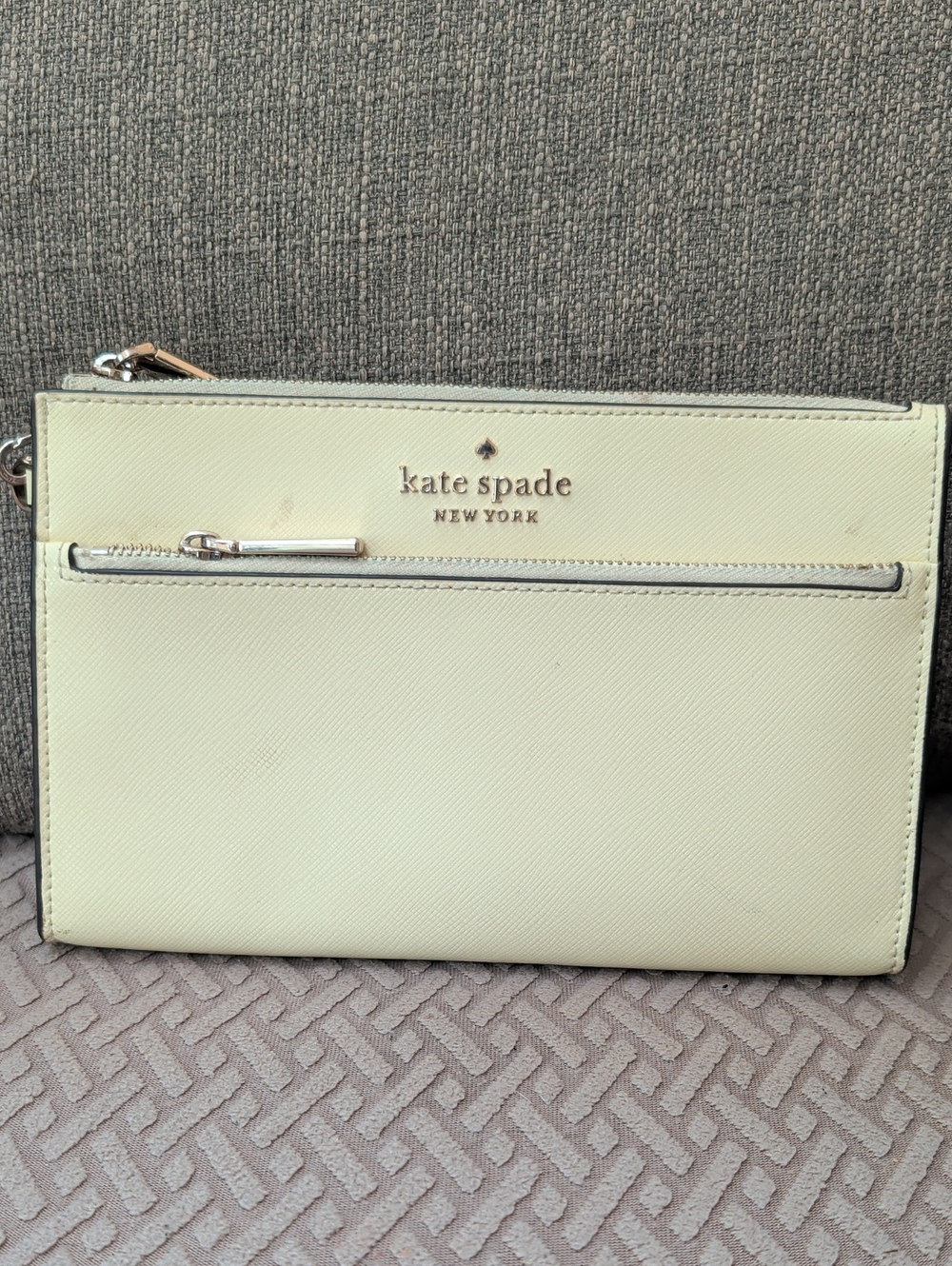 Kate Spade Yellow Leather Wristlet Clutch EUC